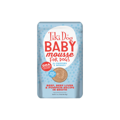 Tiki Dog Baby Mousse Beef, Beef Liver & Pumpkin Recipe in Broth for Puppies 5 Weeks and Over Wet Food