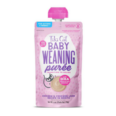 Tiki Cat Baby Weaning Purée Chicken & Chicken Liver Recipe in Broth Wet Kitten Food