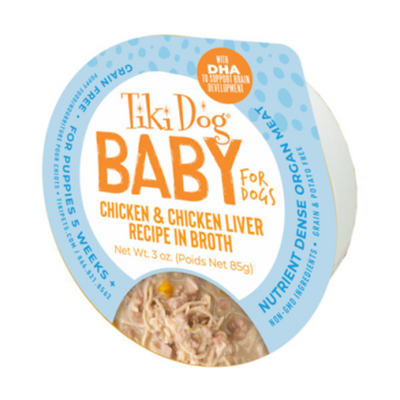Tiki Dog Baby Chicken & Chicken Liver Recipe in Broth Wet Puppy Food