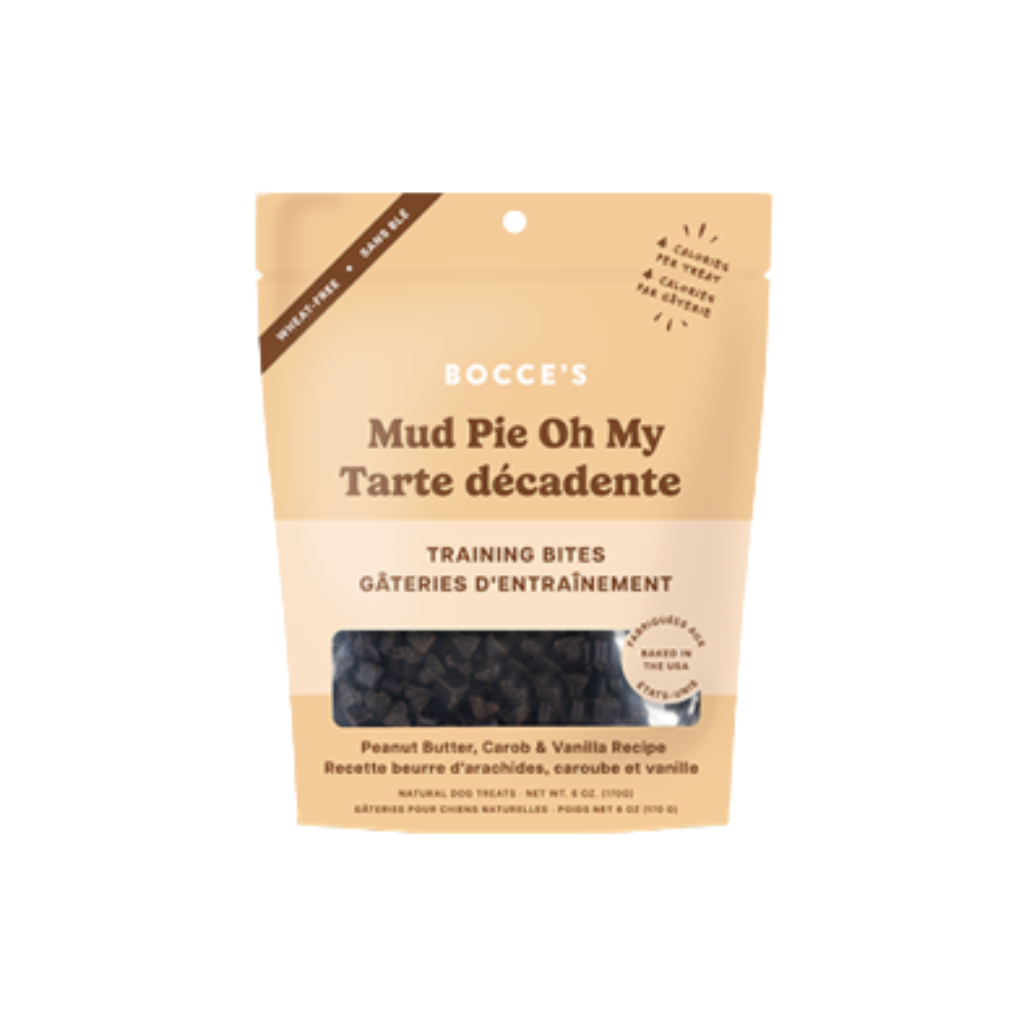 Bocce's Bakery Mud Pie Oh My Peanut Butter, Carob & Vanilla Recipe Training Bites Dog Treats