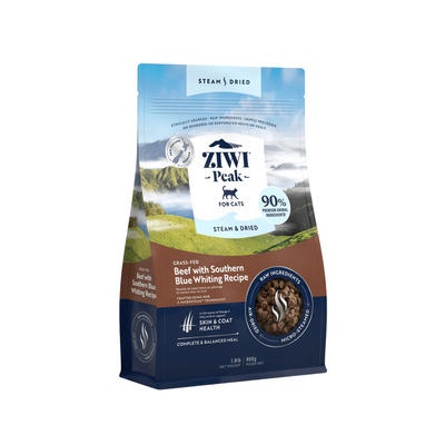 ZIWI Peak Steam Dried Beef with Southern Blue Whiting Recipe for Cats