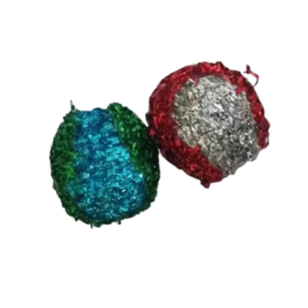 Multipet Sparkle Baseball Cat Toy 1.75"