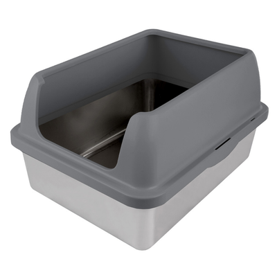 All For Paws Go Fresh Enclosed Stainless Steel Litter Box - Grey