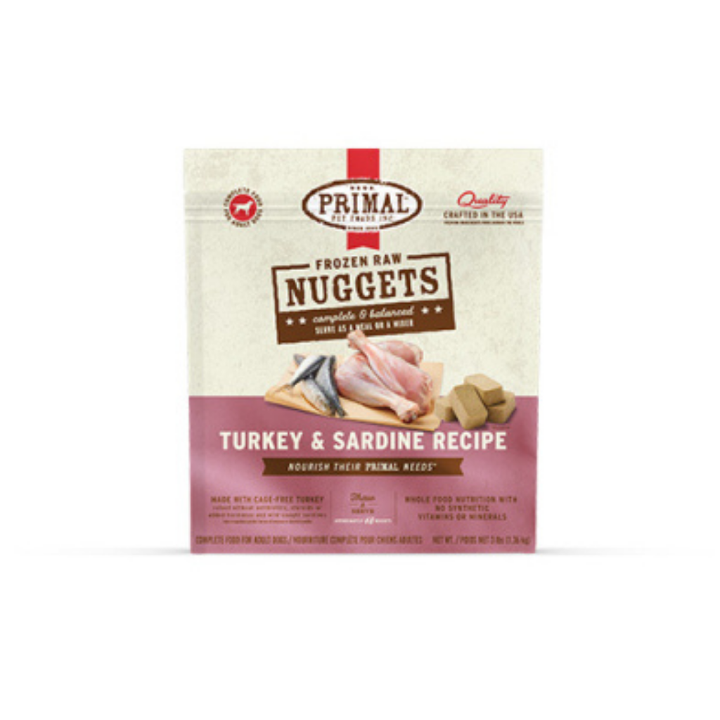 Primal Frozen Raw Nuggets Turkey & Sardine Recipe Dog Food
