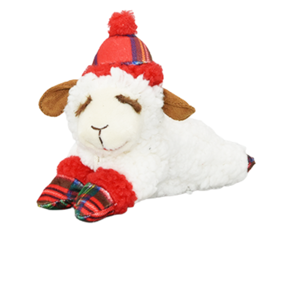 Multipet HOLIDAY Lamb Chop Red Plaid 10.5" Dog Toy