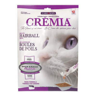 Oven-Baked Tradition Crèmia Lickable Grain-Free Hairball Duck Cat Treats (12 Tubes)