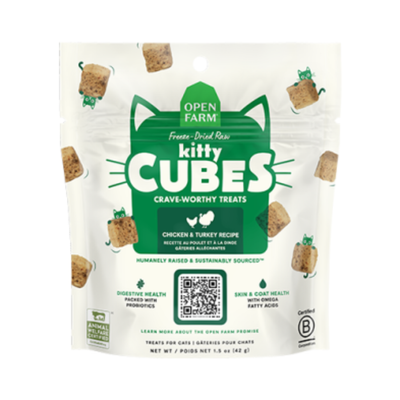 Open Farm Freeze-Dried Raw Kitty Cubes Chicken & Turkey Recipe Cat Treats