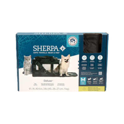 Sherpa Deluxe Guaranteed On Board Soft Sided Dog & Cat Carrier Black - Medium