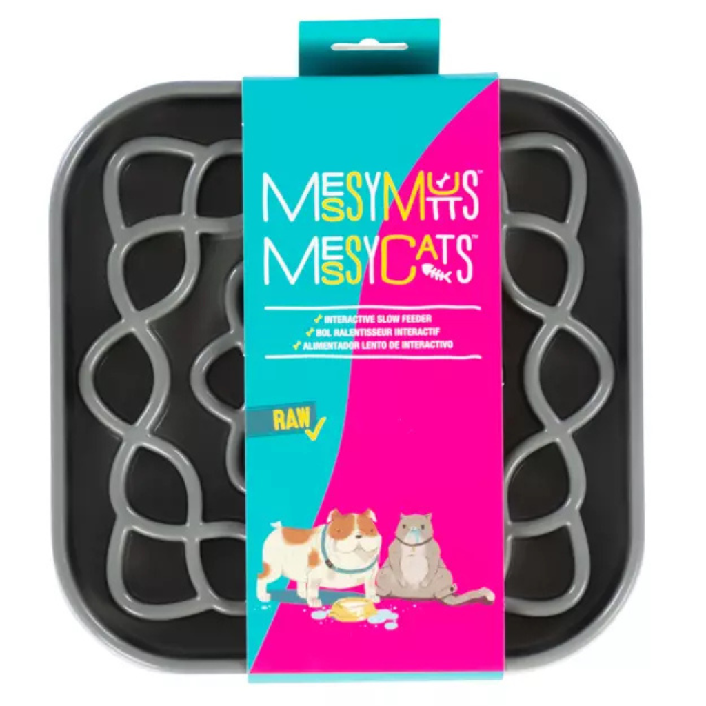 Messy Mutts Interactive Square Slow Feeder - Grey