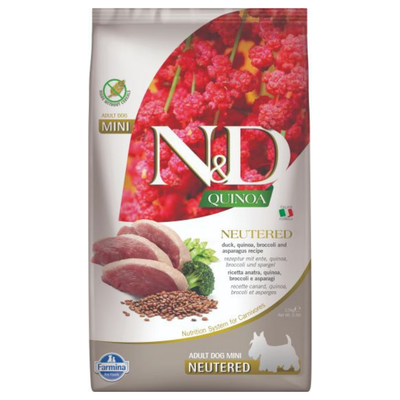 Farmina N&D Quinoa Skin & Coat Duck & Broccoli Neutered Mini Dog Food