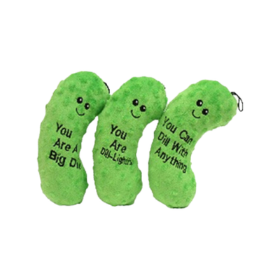 Multipet Plush Pickle with Saying on Body Assorted 8" Plush Dog Toy