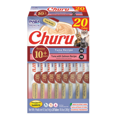 Inaba Cat Churu Senior 10+ Variety 20 Pack - Tuna and Tuna with Salmon Recipe