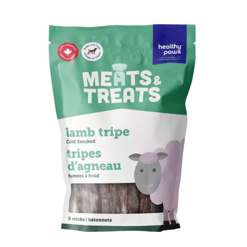 Healthy Paws Meats & Treats - Cold Smoked Tripe Sticks Lamb - 8 Sticks