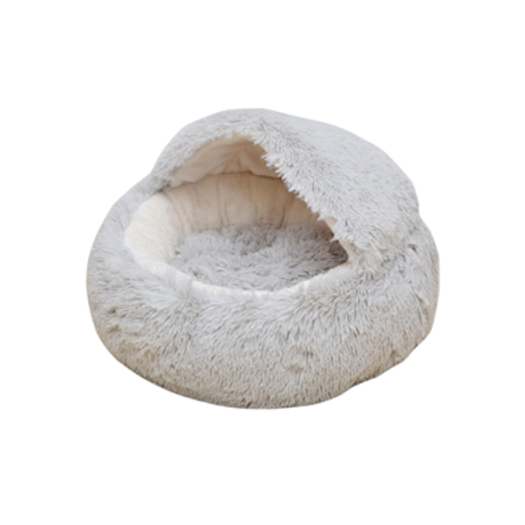 PetPals Group Modern Igloo Shag Fur Pet Bed with Hood