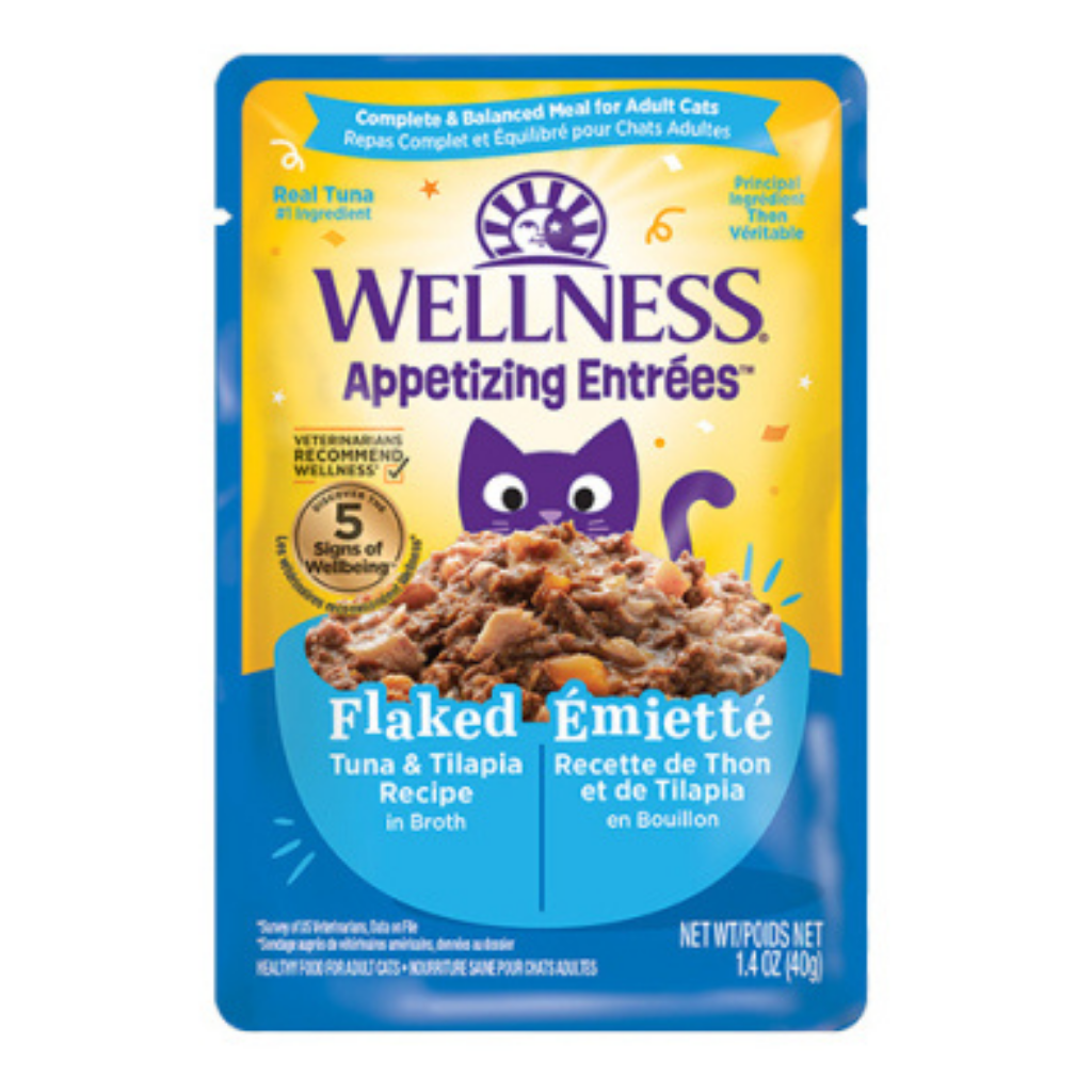 Wellness Appetizing Entrées Flaked Tuna & Tilapia Recipe in Broth Wet Cat Food