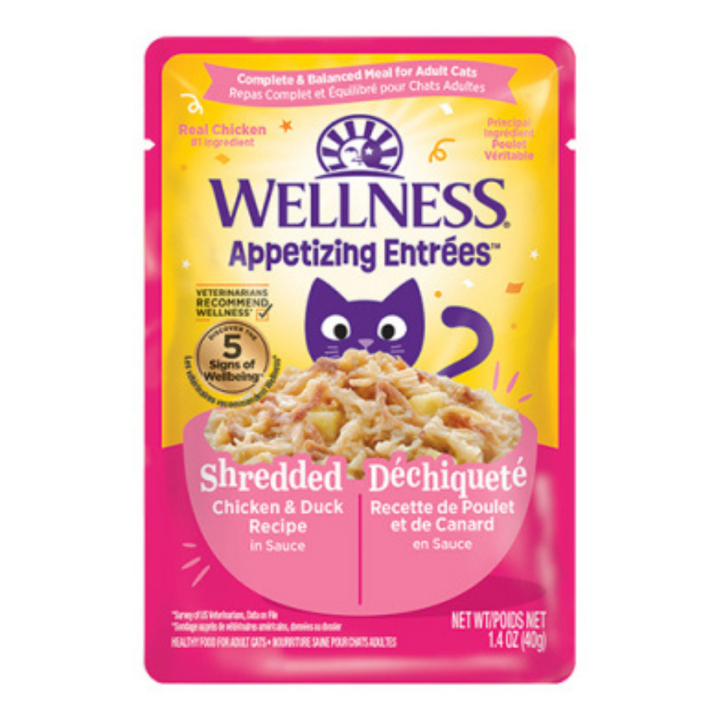 Wellness Appetizing Entrées Shredded Chicken & Duck Recipe in Sauce Wet Cat Food