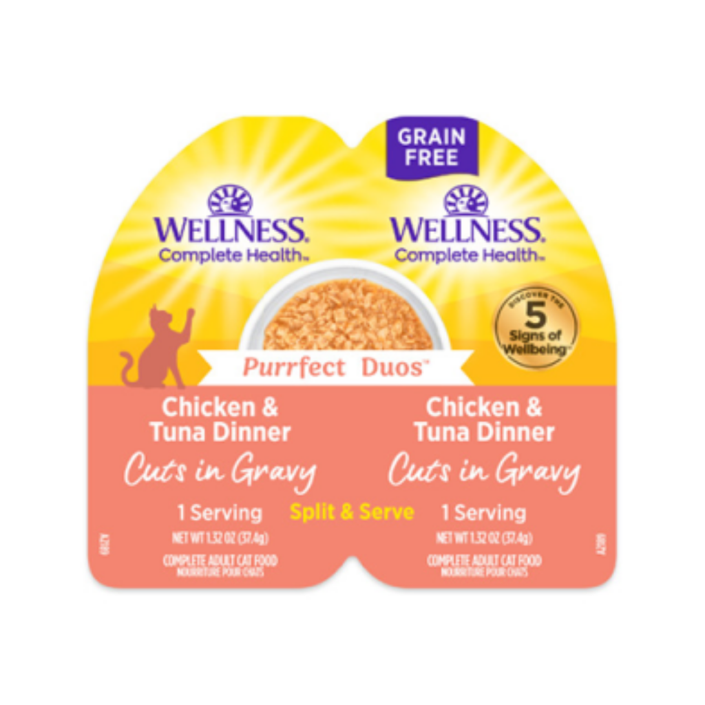 Wellness Complete Health Purrfect Duos Chicken & Tuna Dinner Cuts in Gravy Wet Cat Food