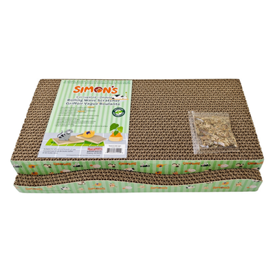 Simon's Corrugated Wave Scratcher Pair w/Catnip