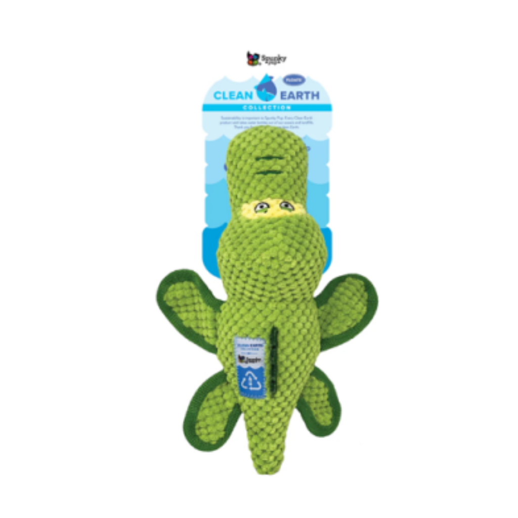 Spunky Pup Clean Earth Textured Recycled Plush Gator Dog Toy