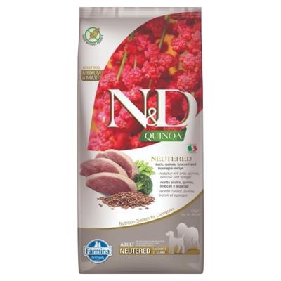 Farmina N&D Quinoa Skin & Coat Duck & Broccoli Neutered Medium & Maxi Dog Food