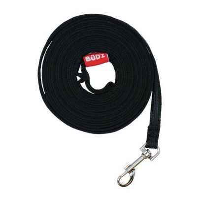 Bud'Z Long Training Leash With Anti-Slip Strips Black 15'x1/2in