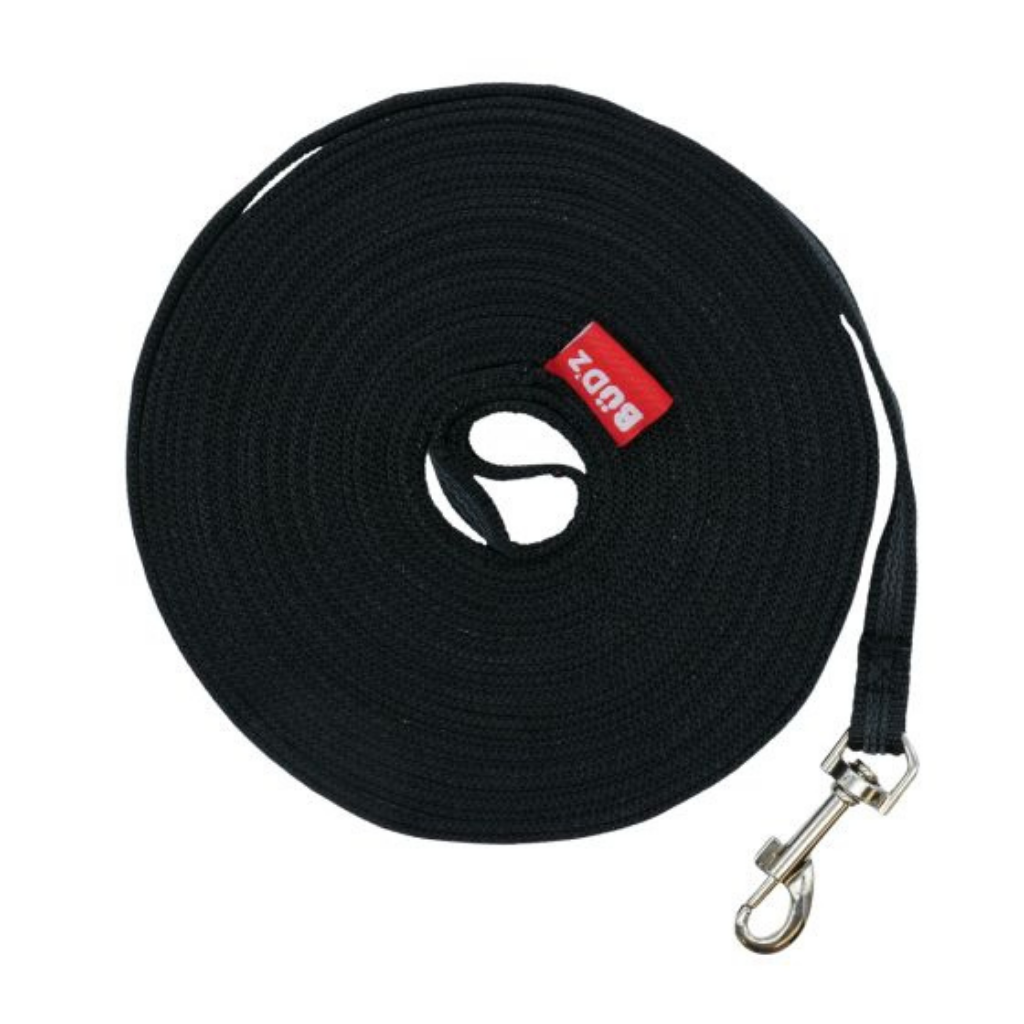 Bud'Z Long Training Leash With Anti-Slip Strips Black 30'x1/2in