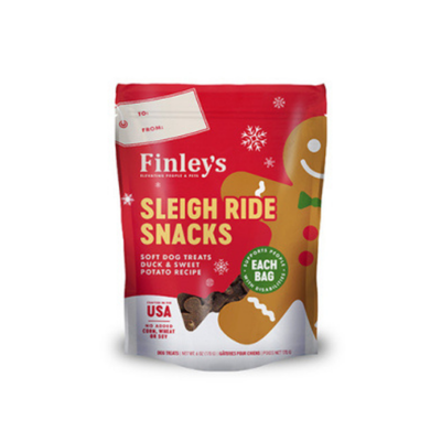 Finley's HOLIDAY Sleigh Ride Snacks Duck & Sweet Potato Recipe Soft Dog Treats