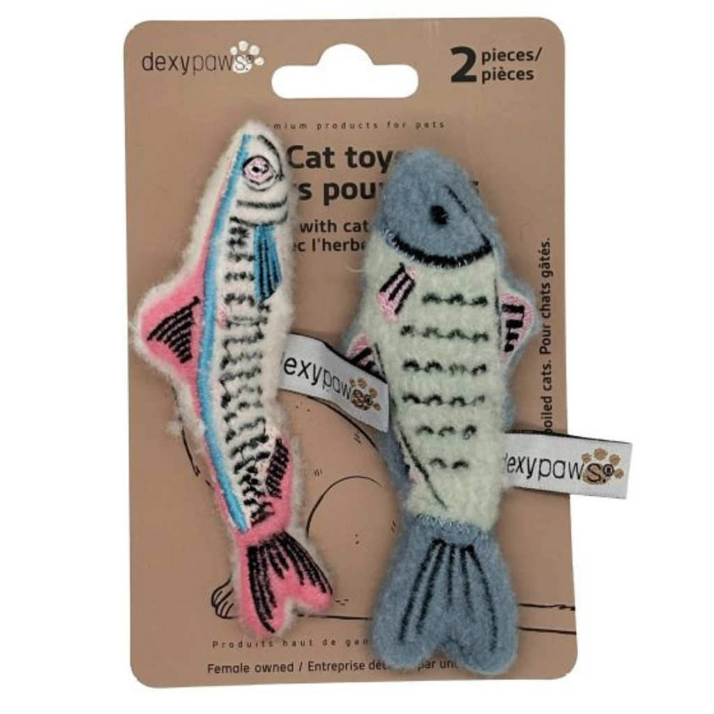 Dexypaws Mackerel And Herring Duo with Catnip Cat Toy