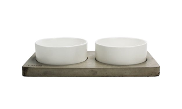 Be One Breed Ceramic Bowl Duo on Concrete Base