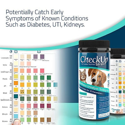 CheckUP Pet Wellness Urinalysis Testing Kit 10 in 1 Urine Testing for Cats & Dogs