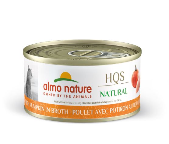 Almo Nature HQS Natural Chicken With Pumpkin In Broth Cat Can