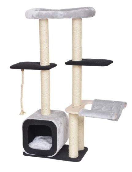 Bud-Z Cat Tree Olympe With Hammock Condo And Rope - Grey